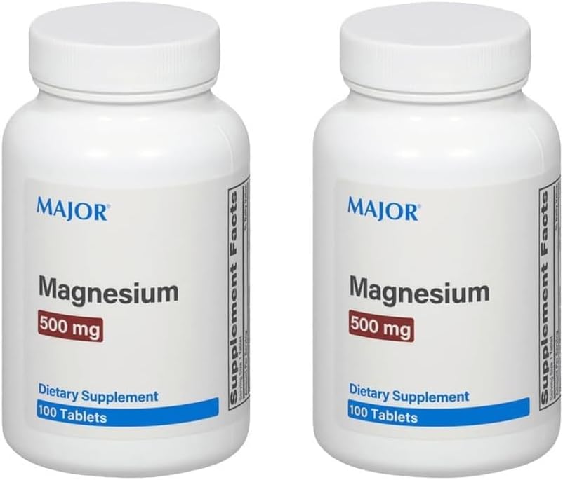 Major Magnesium 500mg - Magnesiumoksid tabletter - Diett Supplement - 100 greve (2 pakke)