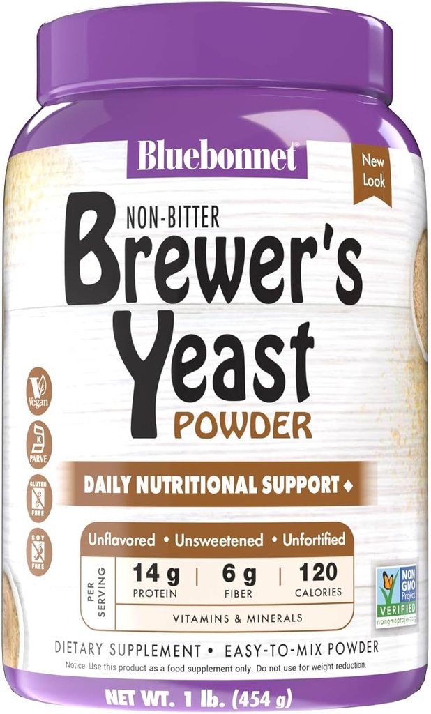 Bluebonnet Ernæring Super Earth Brewers Yest pulver, Super Mat, Hele maten, Kilde til vitaminer, Great Tasting, Vegan, Vegetarisk, Ikke GMO, Glutenfri, Soya Gratis, Melkfri, Kosher, 1 lb