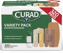 CURAD Assorted Bandages Bulk Variety Pack 5 סגנונות כולל חסימת מים, Sheer, פלסטיק, כבד חובה & Flex-Fabric First Aid Kit Essentials Protects, Cuts & Burns