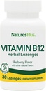 Natures Plus B12 Herbal Lozenges (Methylcobalamin) - 1000 mcg, 30 sublingual Lozenges - Raspberry - Apoio máximo de absorción de células vermellas do sangue - Impulso de enerxía - Vegetariano, Gluten-Free - 30 porcións