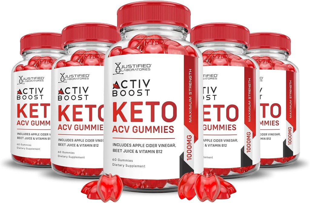 Justified Laboratories (5 팩 Activboost Keto Acv Gummies 고급 공식 1000MG Active Boost Pomegranate Beet Juice Powder B12 Vegan Non GMO 300 거미