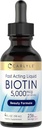 Carlyle Biotin 5000mcg Рідкий Drops 4 fl oz для жінок і чоловіків Беррі Flavor краси Квітка вегетаріанська, Non-GMO & Gluten Безкоштовна добавка