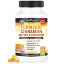 Turmeric Supplement with Saffron, Cinnamon and Cardamom Plus BioPerine Black Pepper Extract for Optimal Absorption, Natural Tumeric Curcumin Joint Support Supplement for Women and Men, 60 Capsules