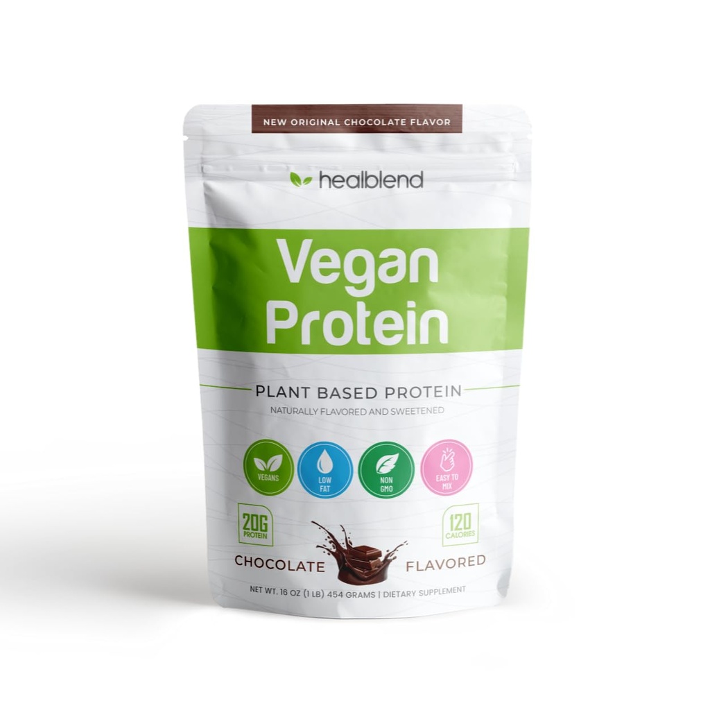 healblend Plant-Based Protein Powder Vegan Dietary Supplement - Gluten-Free, Non-GMO, Erythritol-Free, Soy-Free, Dairy-Free Pea Protein for Women and Men