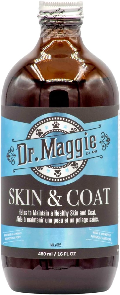 Dr. Maggie Haut und Mantel | Omega 3 Ergänzung mit Fischöl, Flax und Olivenöl | 480 ml