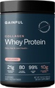 Gainful Colagen Whey Protein Powder, 21g Beljakovine na serviranje, nearomatizirano, Podpira okrevanje mišic, skupno zdravje in hidracijo kože z Grass-Fed Kolagen Peptides, Vitamin C, 14 Servinges