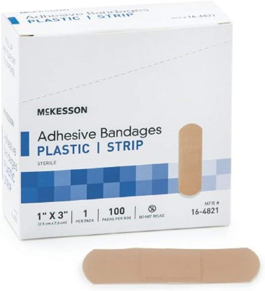 McKesson - Adhesive Strip McKesson 1 X 3 Inch Plastic Rectangle Tan Sterile - 100/Box - McK