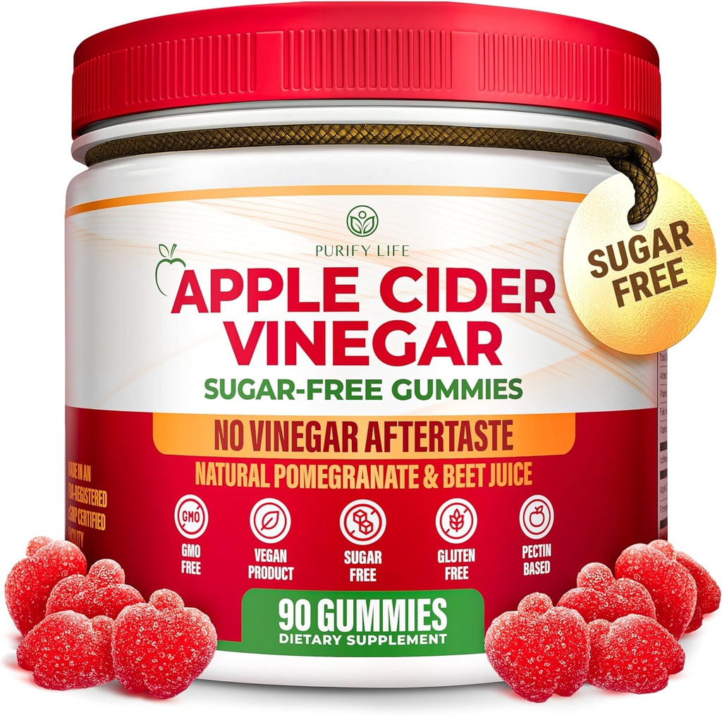 Цукор-Free Apple Cider Vinegar Gummies для дорослих (90 Chews) - Нефільтровані, Detox ACV Gummies з матір'ю для здоров'я кишечника, енергії, травлення та імунітет - Ні більше Капсули, таблетки або Acid Reflux