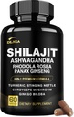 8-in-1 Shilajit für Männer und Frauen mit Ashwaganda Himalayan Organic Supplement mit Rhodiola Rosea, Ginseng, Turmeric, Mushroom, für Immununterstützung, Energie, ruhig, Fokus, Klarheit, Schlaf, Cortisol