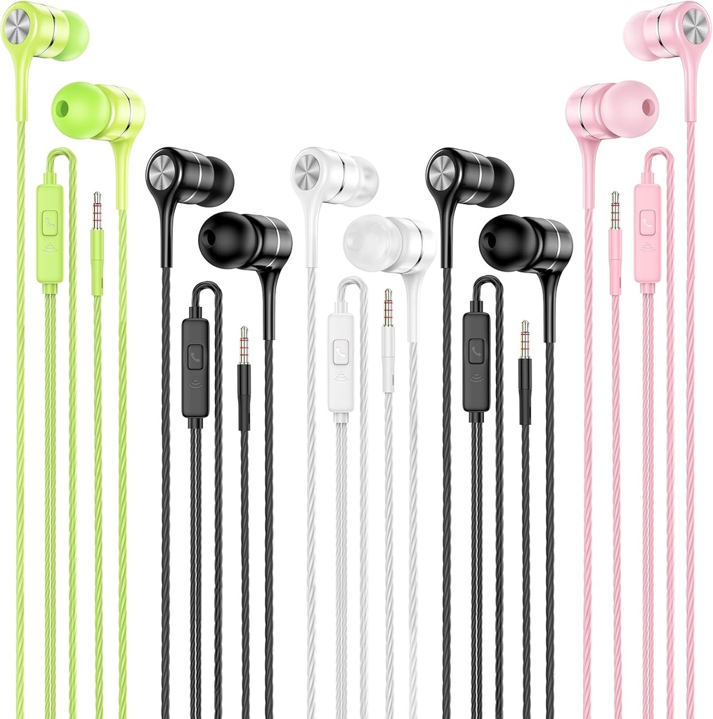 Auricolari cablati con microfono 5 Pack, cuffie in-Ear con bassi pesanti, auricolari di alta qualità sonora Compatibili con iPad, laptop, MP3, smartphone Android, si adatta tutto dispositivo Jack da 3,5 mm