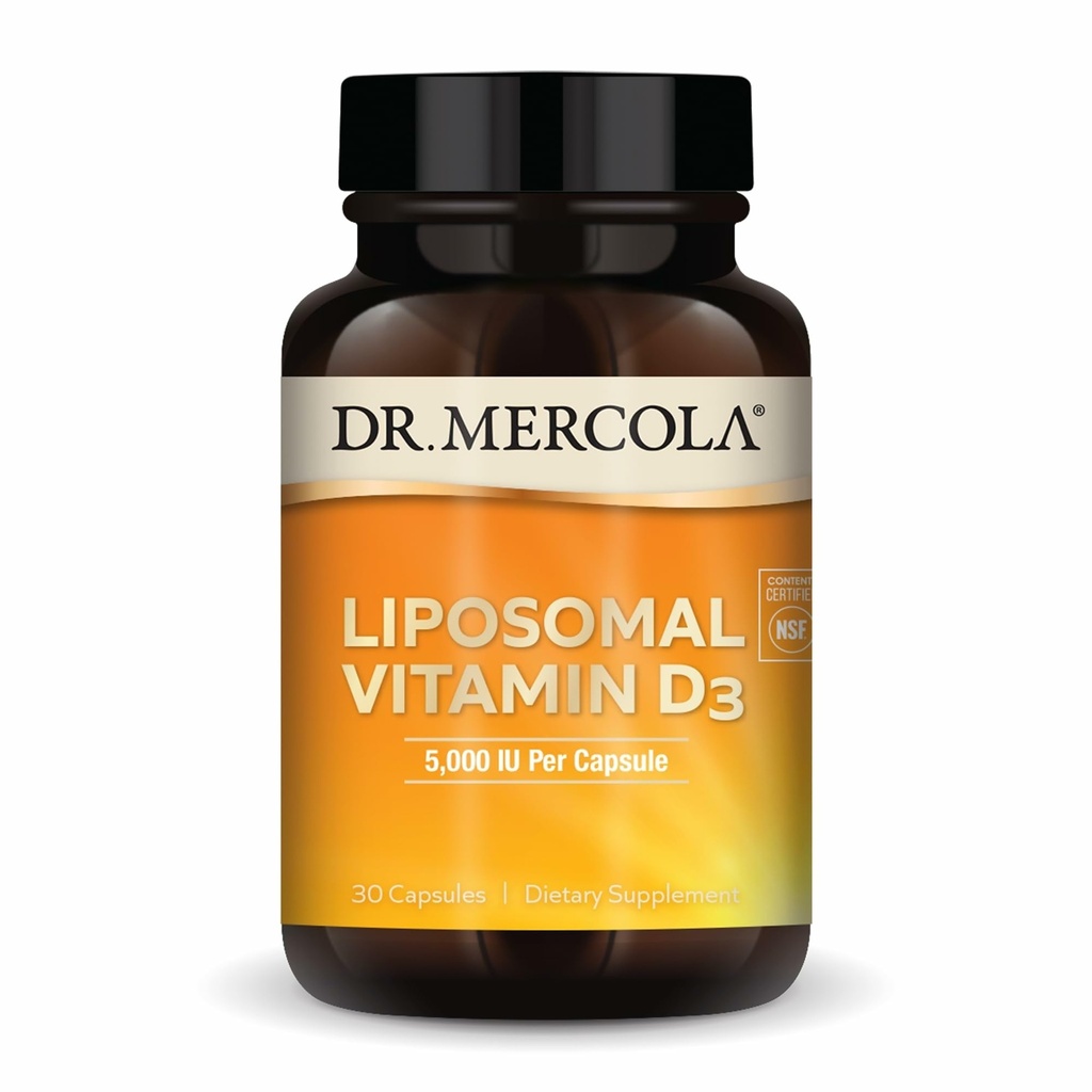 Dr. Mercola Liposomal Vitamin D3 - Supports Heart, Bone & Immune Health - 5,000 IU Per Serving - Non-GMO, Soy Free & Gluten Free - 30 Capsules (30 Servings)