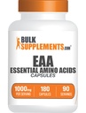 BulkSupplements.com Essential Amino Acids Capsules (EAA) - Amino Acids Supplement - EAAs Amino Acids - EAA Capsules - 1000 mg Serving - 90 Day Supply (180 Gelatin Capsules)
