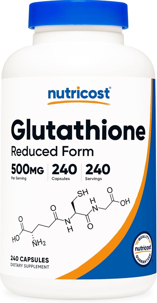 Nutricost Gluthione kapszula 500mg, 240 kapszula - glutén mentes, nem GMO