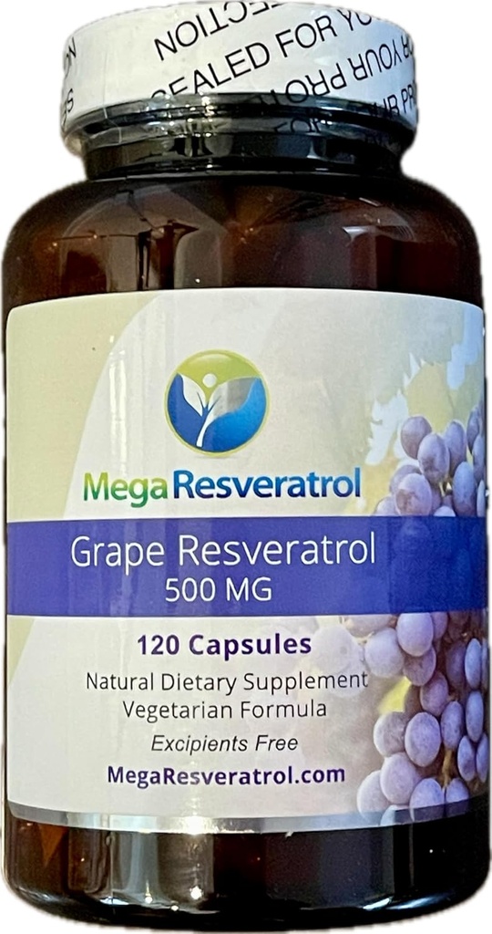 Mega Resveratrol Red Grape Skin, Piceid Resveratrol, vesiliukoinen / korkea absorptio / Boosts Typpioksidi. 500 mg per kapseli. Puhtaus varmistettu. EI Myrkyllistä... Keto, Vegan, ei-GMO.