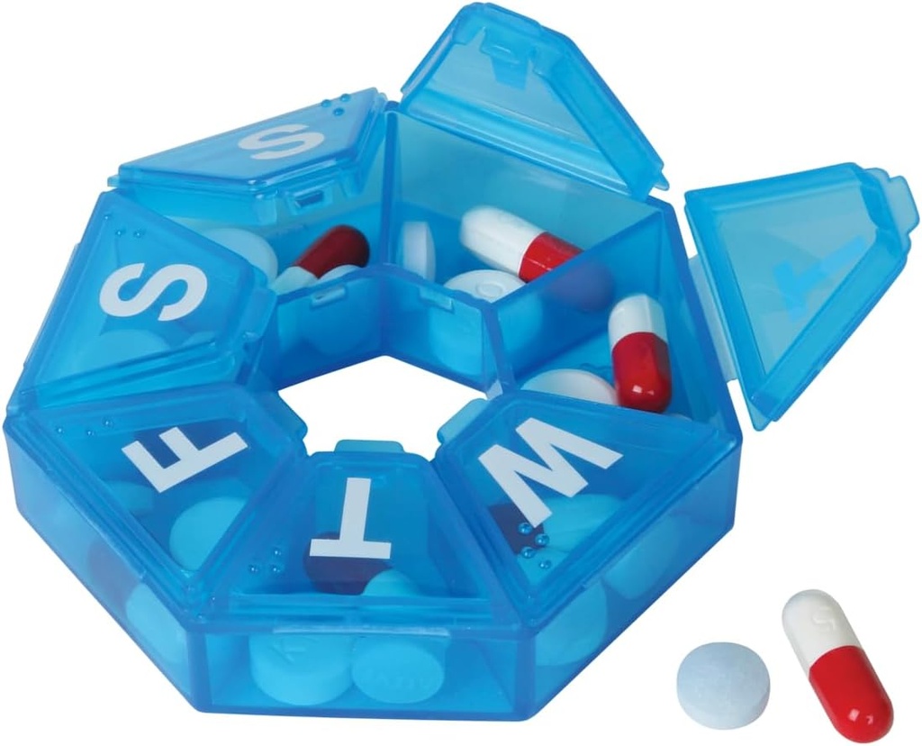 EZY Dose Weekly (7-päivä) Pilleri tapauksessa, lääkesuunnittelija, vitamiinia Järjestäjä Box, Matka pilleri suunnittelija, Kannettava varastointi, 7-Sided, Väri Toukokuu Vary, BPA ilmaiseksi