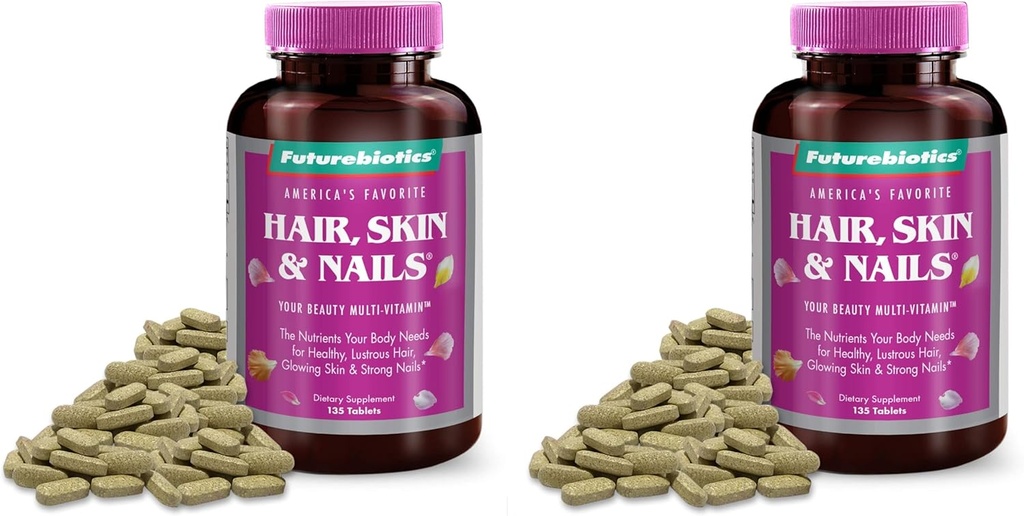 Futurobióticos Cabelo, pel, & Nails Beleza Multivitamínico, 135 Tablets (Pack of 2)