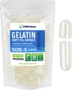 XPRS Nutra størrelse 3 Tomme kapsler - 500 Tomme Tomme Gelatine kapsler - Piller gør det selv Capsule Fyldning - Pure Bovin Pill Gel Caps Fyldelig til Do- It- Yourself vitaminer og kosttilskud