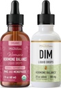 Liquid DIM Supplement & Herbal Hormone Balance Tincture | Hormone Balancing Bundle with 100mg DIM (25 Servings) and PMS Menopause & Menstrual Support Liquid with Black Cohosh (60 Servings)