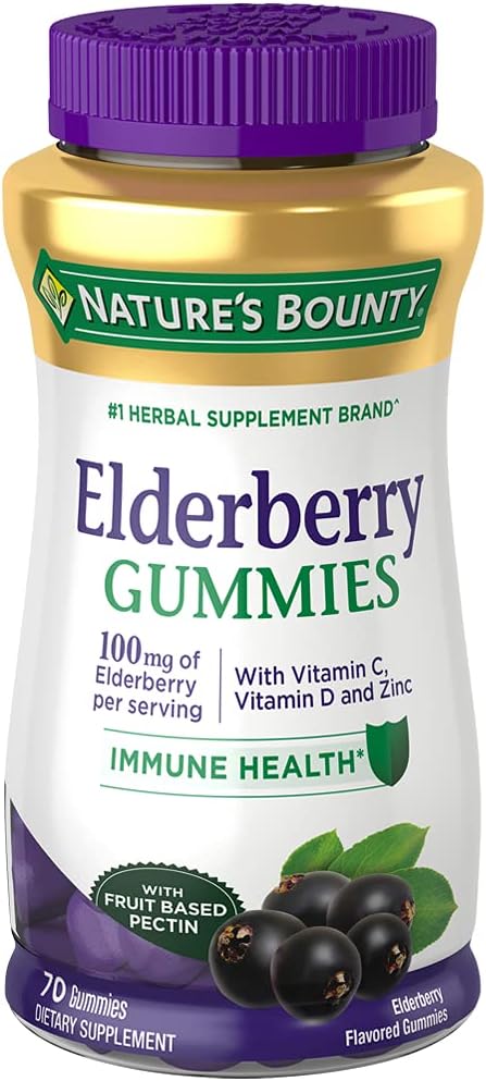 La natura Bounty Elderberberry G meuca, Dietary suplementari, suport de salut Imne, Conté Vitamina A, C, D, E i Zinc, 100 mg, 70 imbècils