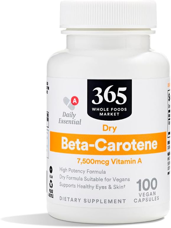 365 by Whole Foods Market, High-Potency Beta-Carотин, 7500mcg Витамин A, 100 Вегетариански капсули