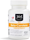 365 by Whole Foods Market, High-Potency Beta-Carотин, 7500mcg Витамин A, 100 Вегетариански капсули