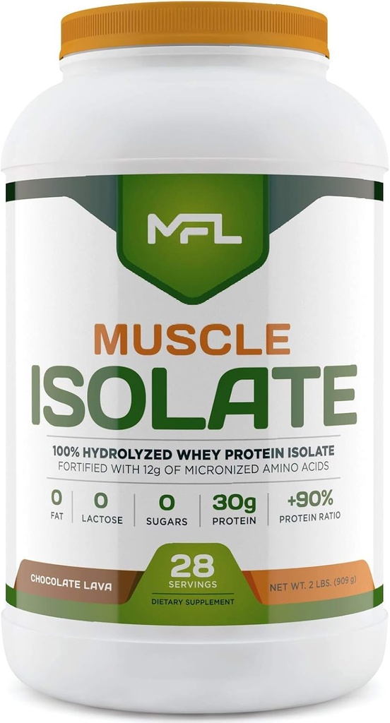 MFL 100% Isolate Protein l 30g of Protein l 12g Amino Acids l Keto Friendly l Low Carbs l 2 lbs. (Czekolada Lava)