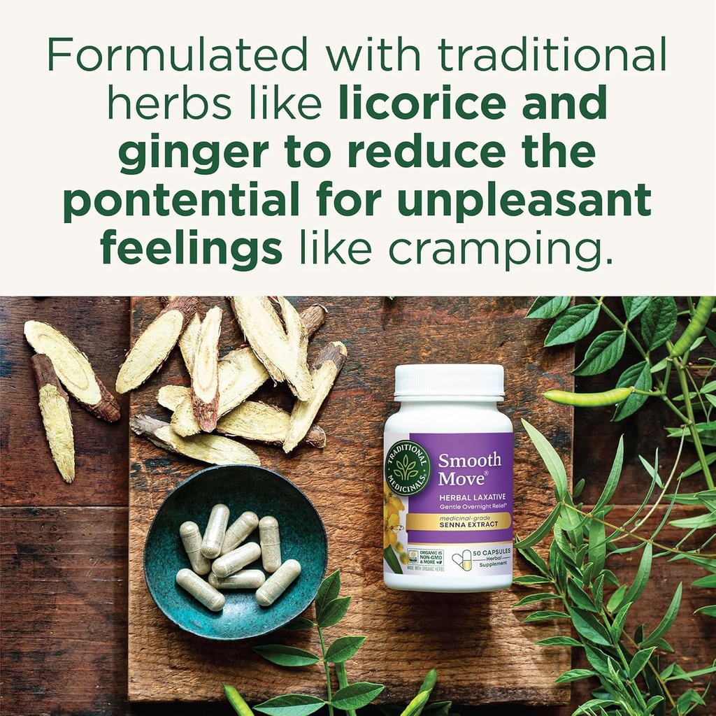 Tradiční léky hladký pohyb Senna Laxative Kapsle, Přírodní Bylinné Zácpa Relief, 50 Kapsle (Balení po 2)