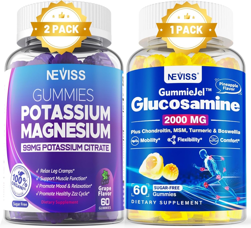 2Pack Kalium Magnesium Gummies + 1Pack Glucosamin Fyllt Gummies