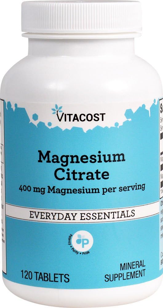 Vitacost Magnesium Citrate - 400 mg zerbitzatu bakoitzeko - 120 Tablets