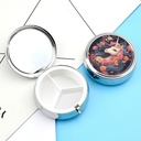 Piłka Box Cartoon Koń z kwiatami Pill Case 3 Pill Organizator Pill Przenośny okrągły Pill Pillbox Medicinizer Pill Container Holder do przechowywania witamin Medycyna Olej rybny i suplementy