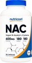 Nutricost N- acetyl L- cystein (NAC) 600mg, 180 tobolek - Non- GMO, bez glutenu