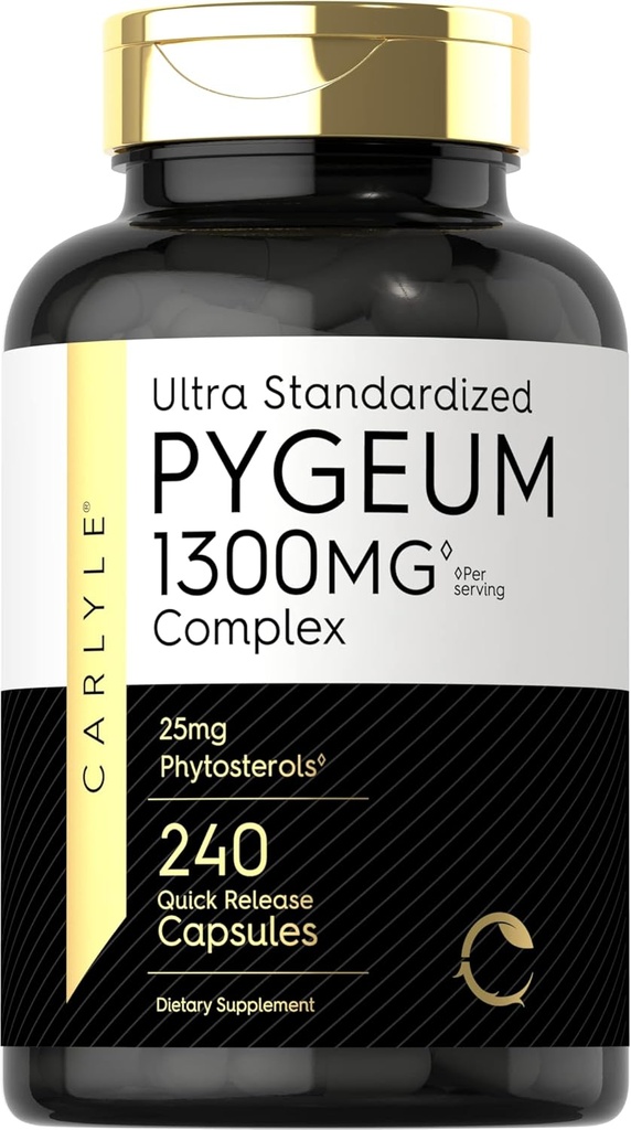 Carlyle Pygeum Supplement 1300mg  240 Capsules | Not-GMO, Gluten Free | Africa Bark Culk Supplement