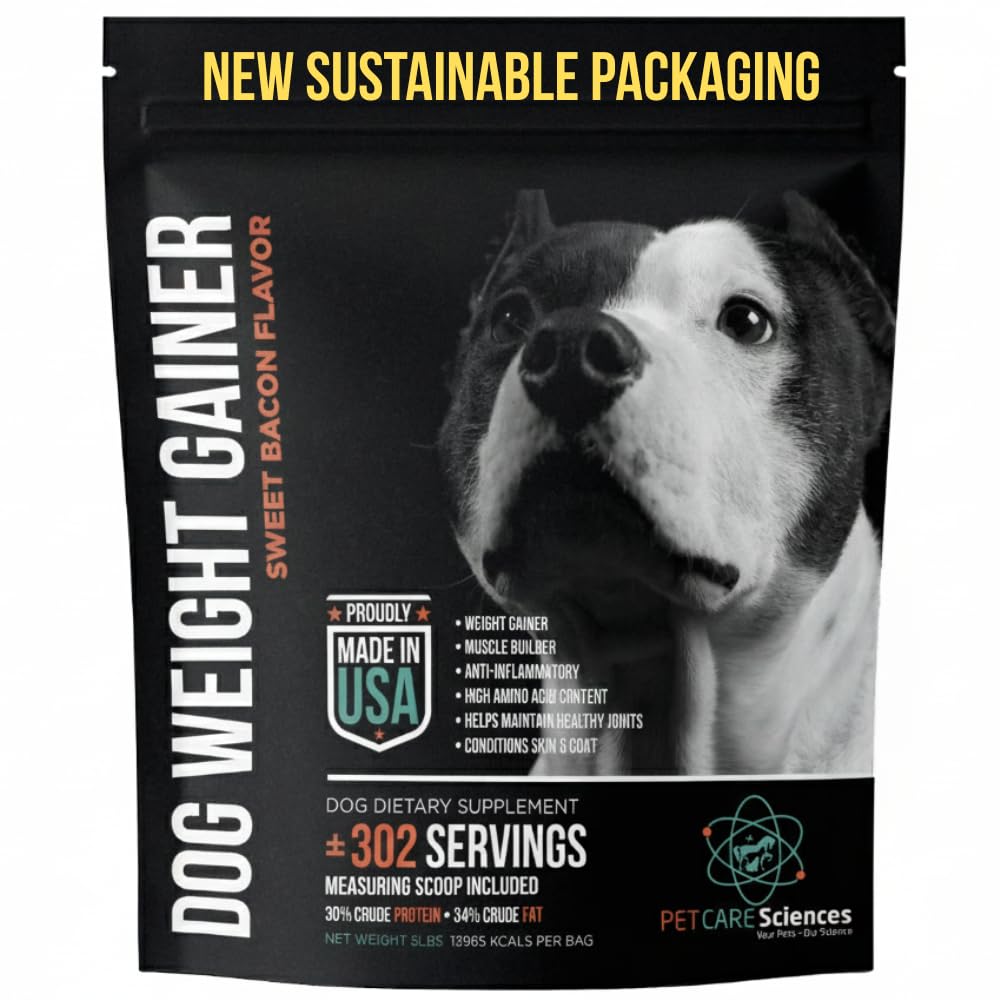 (5 Pounds) - 302 Servings of Dog Weight Gainer - Weight Gain Supplements for Dogs - Canine and Dog Muscle Builder - Made in The USA