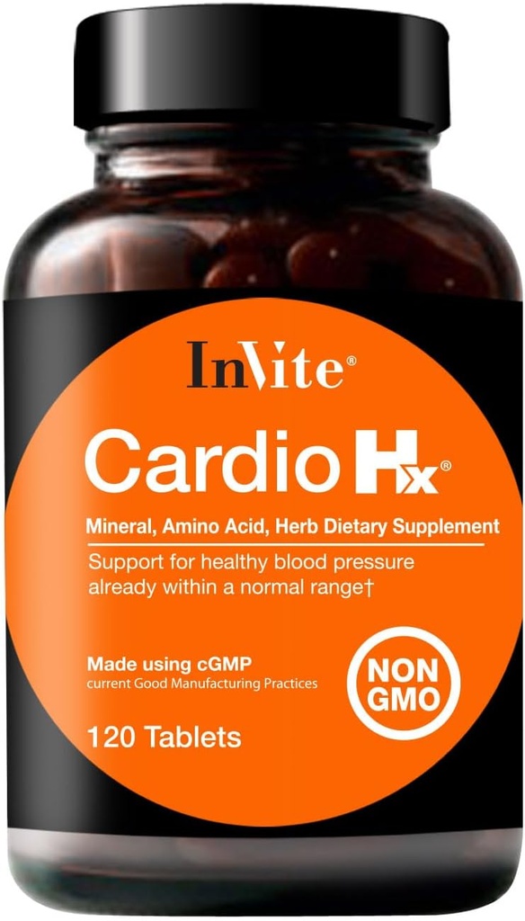 InVite Health Cardio Hx ® - Dukungan untuk Sirkulasi, Jantung dan Kesehatan Kardiovaskular - Berisi Magnesium, Taurine, Hawthorn Berry - 120 Tablet