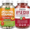 궁극적 인 면역 부스트 번들 - Liposomal 비타민 C & Apple Cider Vinegar Gummies, Detox 및 Cleanse, 어머니와 체중 감소 지원 ACV, Stomach 친절하고, 높은 흡수 효능 Ascorbyl Palmitate