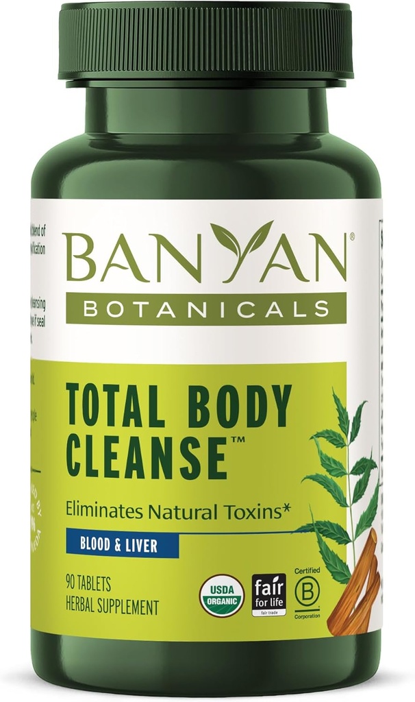 Banyan Botanicals Total Body Cleanse - Organic Cleanse Addition with Amla & Manjistha - Palaiko sveiką virškinimą, Detox, & Natural Cleansing * - 90 tabletės - Ne GMO patikimai Sourced Vegan