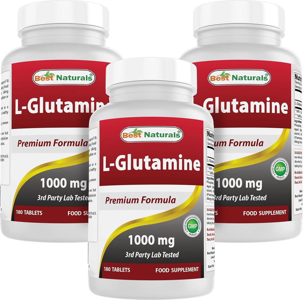 Best Naturals L-Glutamina 1000 mg 180 Tablets (180 Count)