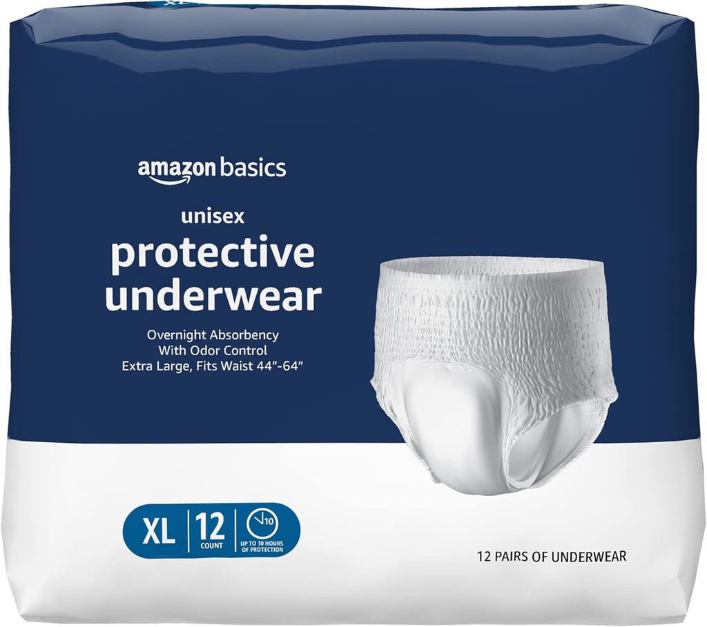 Calze protettive Unisex, Absorbenza notturna, Extra Large, 12 Conte, (1 Confezione da 12)
