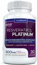 Resveratrol Platinum Antioxidanten Supplement: Krachtige Anti Veroudering Formule met Pure, Natuurlijke Trans Resveratrol voor Immune Ondersteuning, Vitaliteit en Hersengezondheid, 30 Glutenvrije Veggie Capsules