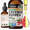 BIO KRAUTER® Cayenne Pepper drops 684 mg - Pure Vegan Cayenne Pepper 补充 2 Fl.Oz 28天供应 - 天然卡普赛因用于消化支持 - 无酒精和糖,非GMO