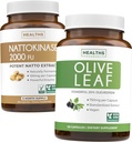 Nattokinase & Olive Leaf (6-Month Supply) Flow & Wellness Mix - Nattokinase 2000 FU Powerful Natural Fermented Soybeans (6-Month Supply) eta Olive Leaf Extract Super Indarra % 20 Oleuropeinarekin