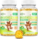 Magnesium Gummies lapsille - Magnesium Glycinate Gummies täydentää L-Theanine, B6-vitamiini, D3 aikuisille ja lapsille, rauhoittaa magnesium uni, rentoutua, aivot, luut, sokeriton ananas 120ct