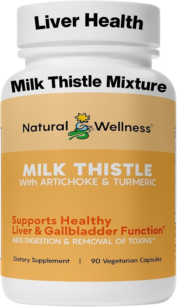 Natuurlijke Wellness Milk Thistle met Artichoke & Kurkuma Advanced Liver Support Supplement for Detox, Regeneration & Antioxidant Protection 