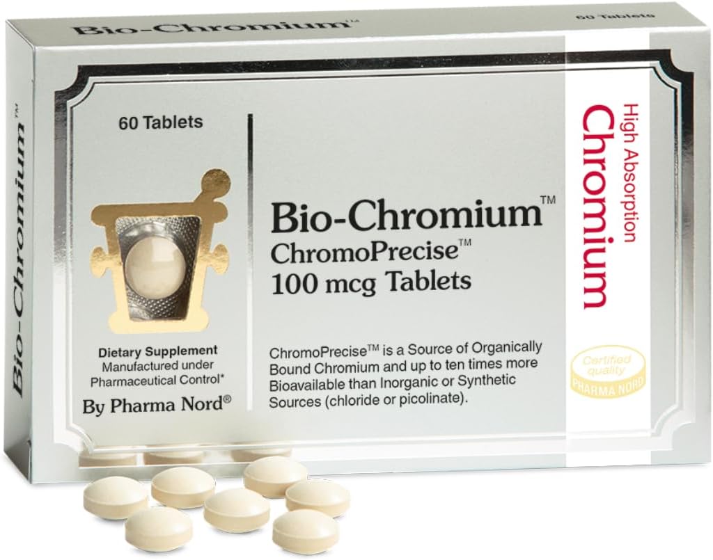 Bio-Chromium 100mcg | 10x Better Absorption | 크레이빙 방지용 특허 공식 | ChromoPrecise Organic Chromium Supplement | 제약 표준 제조 (60)