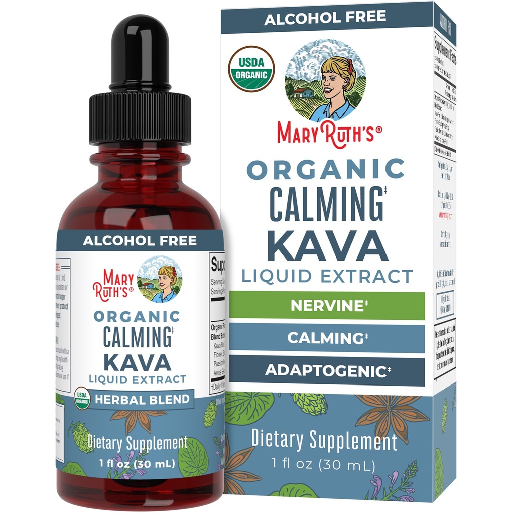 MaryRuth's Kava Root Liquid Extract for Calm & Relaxation | Nervine & Adaptogenic Herbal Blend | USDA Organic | Sugar Free | Gluten Free | Vegan | Non-GMO | Ages 14+ | 1 oz | 30 Day Supply