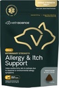 VetriScience Veterinary Strength Allergy & Itch Support Chews - suplemento estacional de apoio ás mascotas - soporte de sensibilidade para a pel - gatos e cans - Duck Flavor - 60 Chews