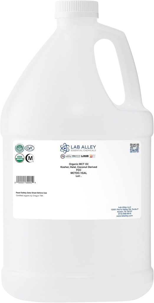 Lab Alley MCT Oil, USDA Organic Coconut, Kosher Sertifikalı, Halal, Qeyri-GMO - 1 Gallon