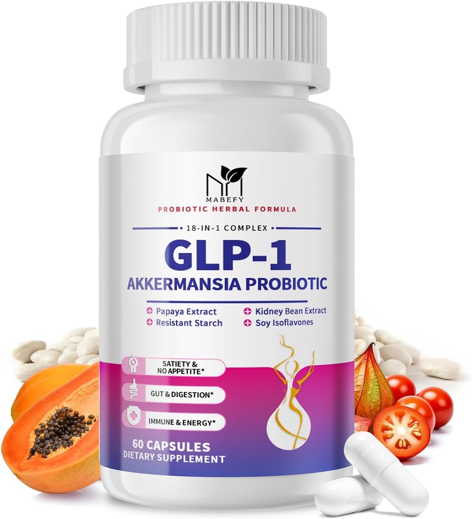 Akkermansia Probiotic Supplement for kvinner og menn, Naturlige Prebiotika for Digestive, Gut Helse, Energi, Total Helse, Digestive Supplement med soya lsoflavoner, Bromelain, 60 kapsler