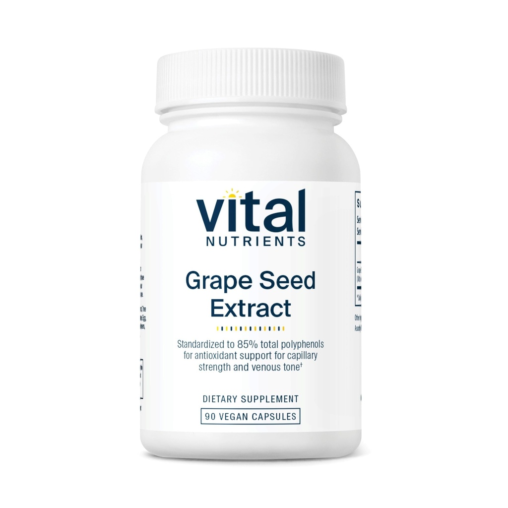 Vital Nutrients Grape Seed Extract 100mg - Potent Antioxidant and Support for Circulation, Capillary, and Vein Health - Gluten, Dairy, Soy Free - Non-GMO - 90 Capsules