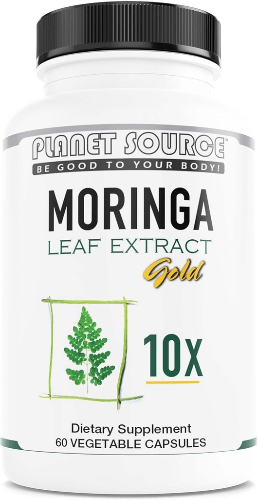 Moringa Leaf Gold Extract 10X - Vitamin A, Vitamin B, Vitamin C, Vitamin D, Vitamin E, dan Mineral - Antioksidants - Natural Energy, Metabolisme, Immune Dukungan - 60 Count Vevgie Capsules
